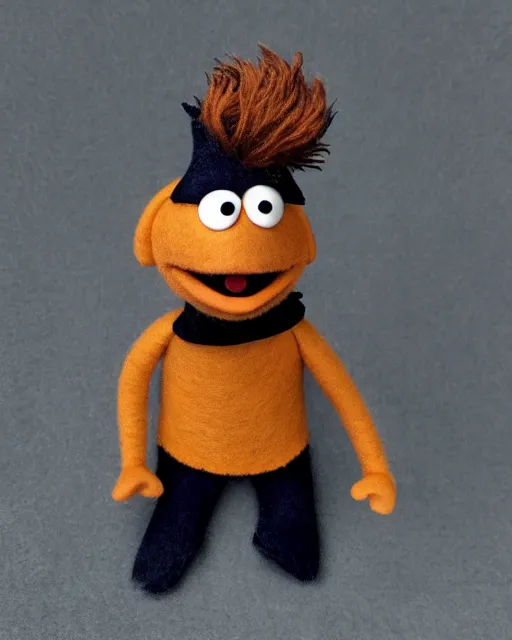 Prompt: oscar from the office as a muppet. highly detailed felt. hyper real photo. 4 k.