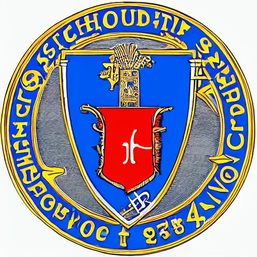 Image similar to high school badge, private school, coat of arms, two - and - a - half dimensions