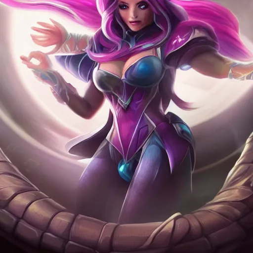 Image similar to kaisa from league of legends, daughter of the void, portrait, playing table tennis