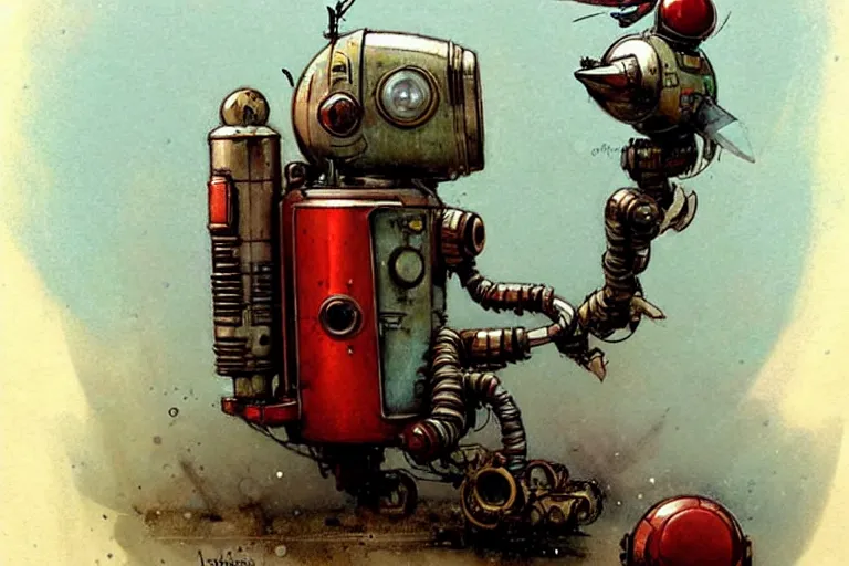 Image similar to adventurer ( ( ( ( ( 1 9 5 0 s retro future robot android mouse rv rocket tank robot. muted colors. ) ) ) ) ) by jean baptiste monge!!!!!!!!!!!!!!!!!!!!!!!!! chrome red