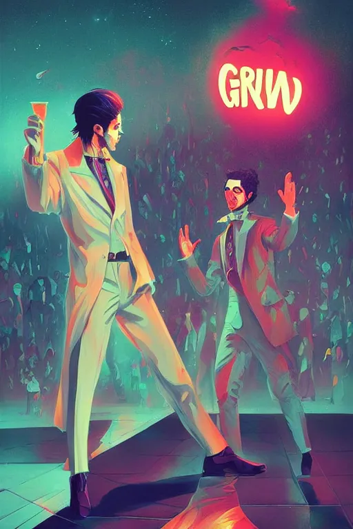 Image similar to A fever of the night, a grime tale of the night fever by the brothers guild, digital painting, artstation, ristan Eaton, victo ngai, artgerm, RHADS, ross draws, anime styled