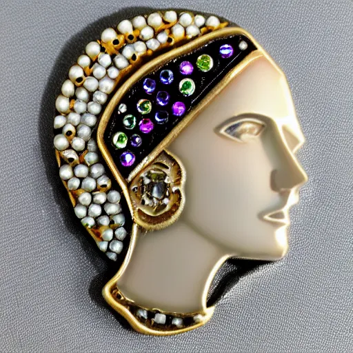 Image similar to female with visible gems inlaid her skin, cyberpunk style, gems, cameo, marble, gold, bones, 8k, details, studio lighting, realism