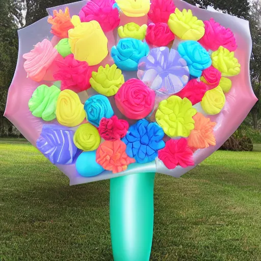 Image similar to an inflatable transparent flower bouquet