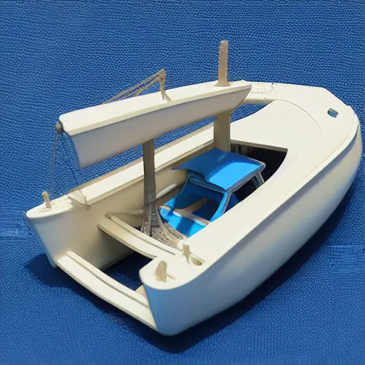 Image similar to 3 d printed benchy boat with 3 d printer, test 3 dprint, plastic boat toy, studio photoshoot