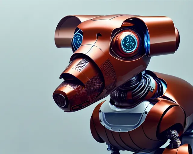 Image similar to dachshund robot, mechanical, machine, octane render, concept art, sharp focus, hyper - realistic, intricate, detailed, eduard pronin, luka mivsek, ruan jia