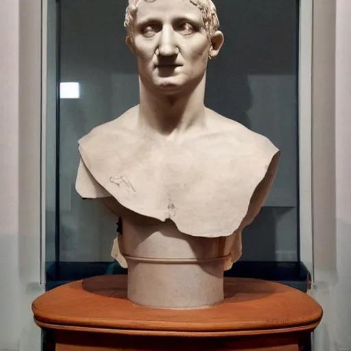 Prompt: julius cesar's bust brought to life made of human body parts