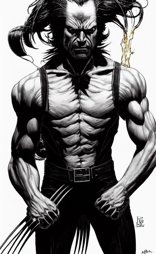 Image similar to full body portrait of nick cave as wolverine as hugo weaving, sumi - e lighting style, intricate linework, artstation, trending, highly detailed, smooth, focus, concept art by glenn fabry, lee bermejo, gabriele dell'otto