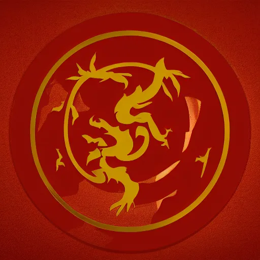 Prompt: hyper minimalist insignia of a post apocalyptic utopian future faction ruled by dragons, dragon kingdom