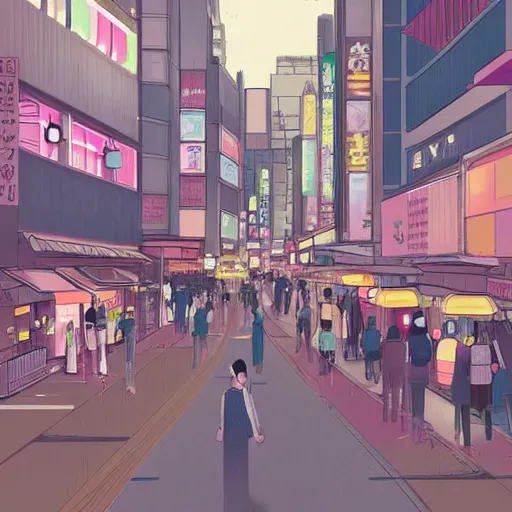 Image similar to pastel colored digital art of tokyo, trending on artstation