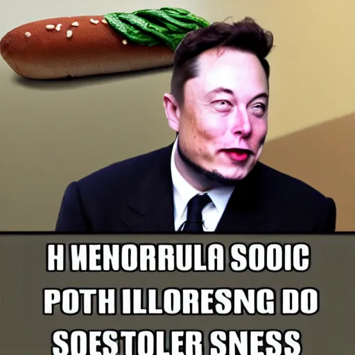 Image similar to meme with elon musk about hotdogs