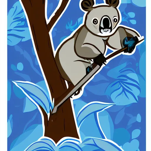 Prompt: koala ninja vector