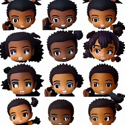 Prompt: cutest cute nendoroid afrosamurai. chibi anime nendoroid. cute. yasuke. brown skinned.