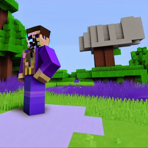 Image similar to thanos playing minecraft survival mode on an xbox, twitch stream,