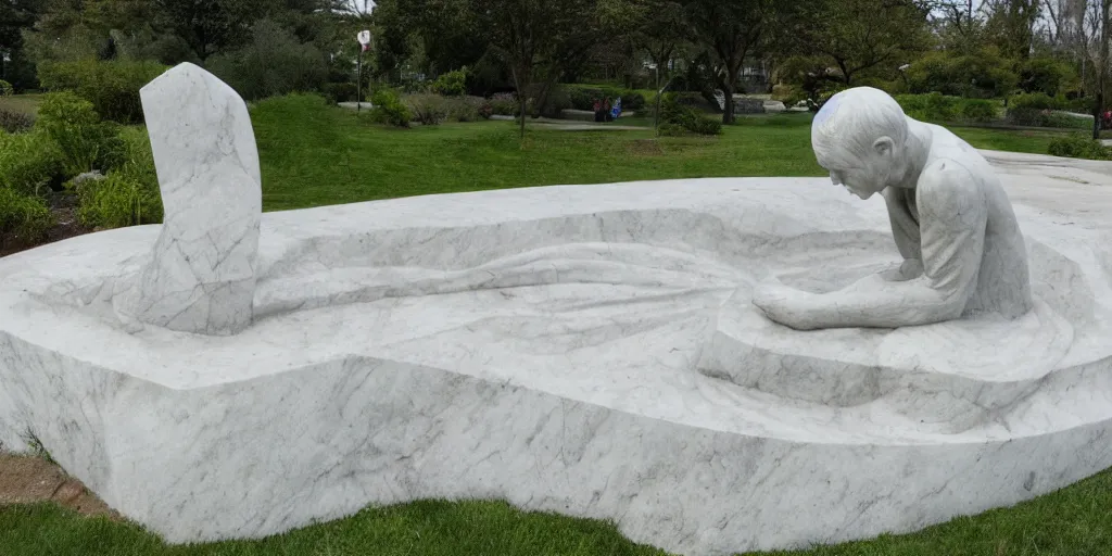 Prompt: a city park abstract statue, carved in marble, photorealistic