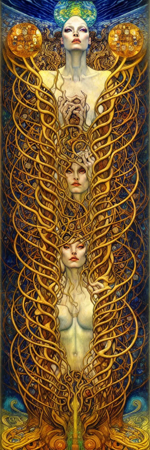 Image similar to Divine Chaos Engine by Karol Bak, Jean Delville, William Blake, Gustav Klimt, and Vincent Van Gogh, symbolist, visionary