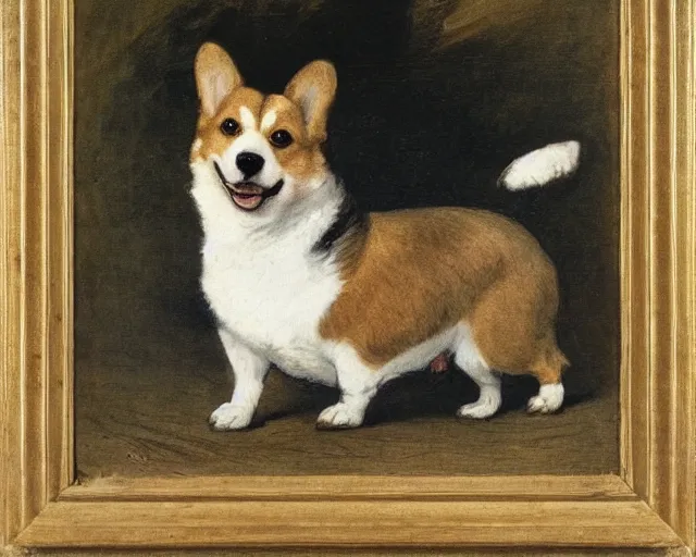 Prompt: A happy Corgi, by Jean-Baptiste Oudry, by Beatrix Potter, by frank weston benson