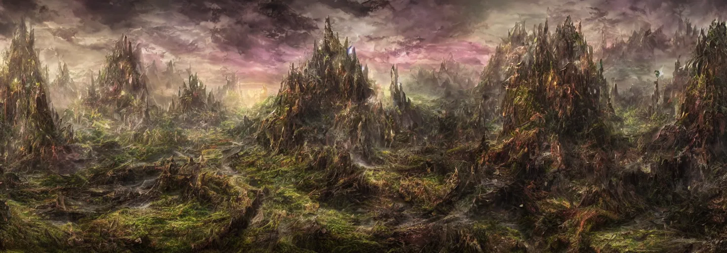 Image similar to photo of a fantasy bizarre landscape