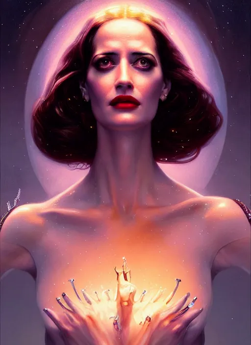 Prompt: eva green as martian queen, intricate, elegant, glowing lights, highly detailed, digital painting, artstation, glamor pose, concept art, smooth, sharp focus, illustration, art by artgerm and greg rutkowski, artey freytag