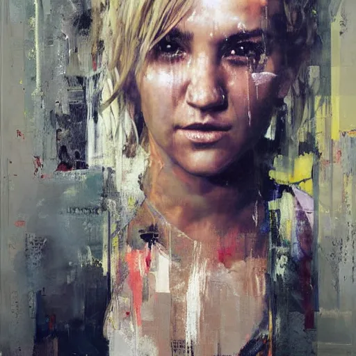 Image similar to jamie lynn spears and morphed together, hybrid, jeremy mann painting