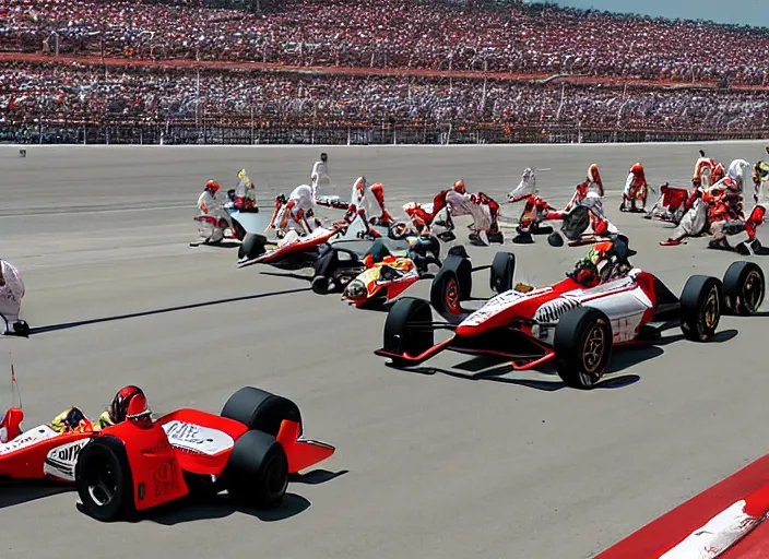 Image similar to indy 5 0 0 pit crews, by andreas grusky