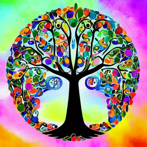 Prompt: the tree of knowledge, the tree of life, amazing art, organic complexity, digital art, incredible details, intrincate details, polygons, smooth network, colorful