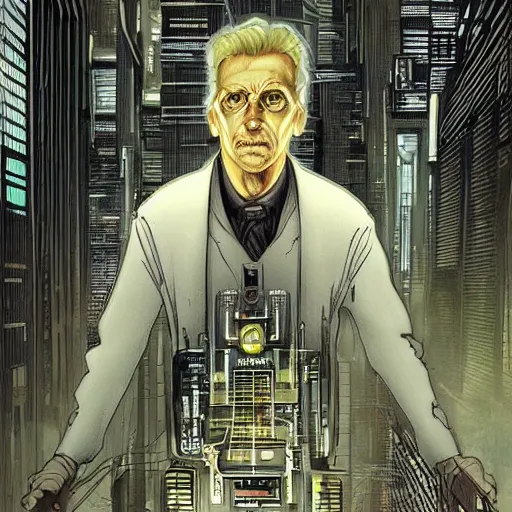 Prompt: Digital portrait of a Ghost in the machine by francois Schuiten, cyberpunk, impressive perspective, masterpiece