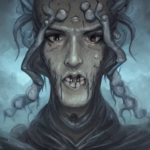 Prompt: dark storm clouds made out of hundreds of sad haunting faces. berserk. lovecraftian. magic the gathering. digital painting. trending on artstation.