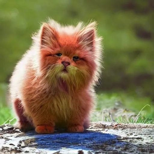 Prompt: a cute fluffy vibrant creature