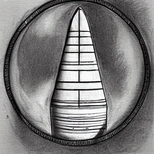 Prompt: pencil sketch of a rocket ship with a circular window