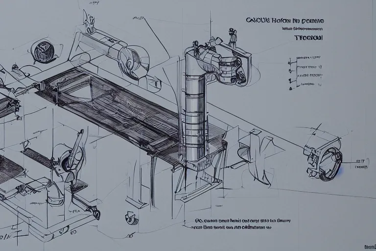 Image similar to concept sketch of a new machine which creates people out of liquid, new invention, technical drawing