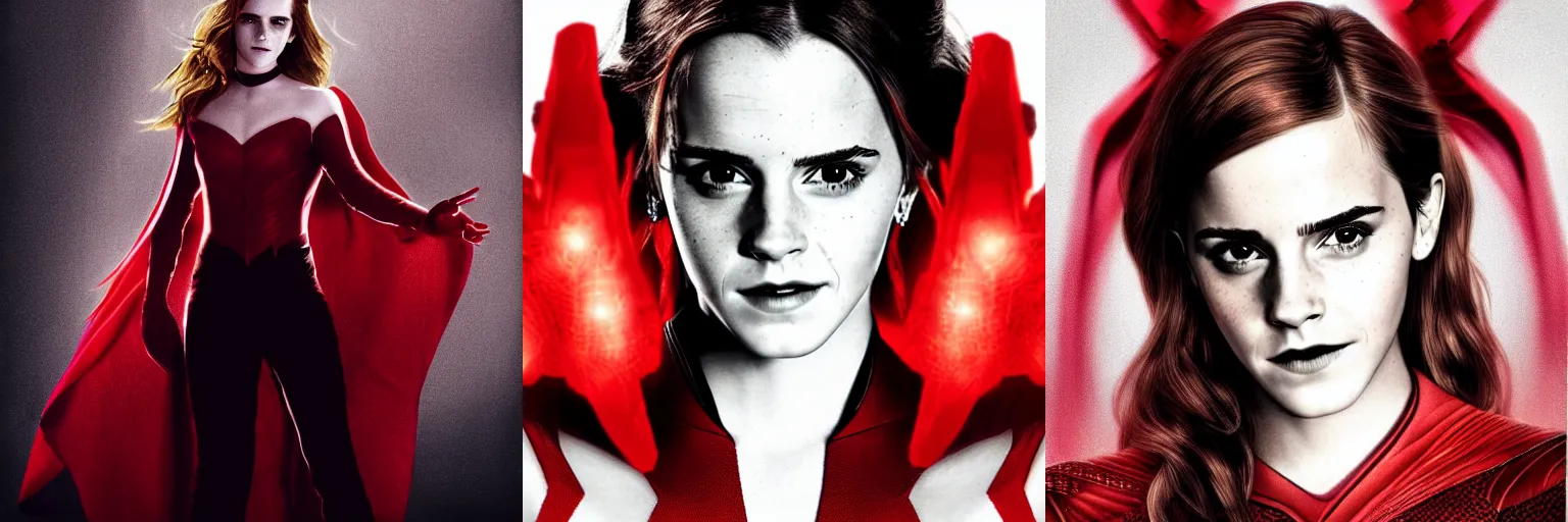 Prompt: Emma Watson as Scarlet Witch, portrait, movie poster