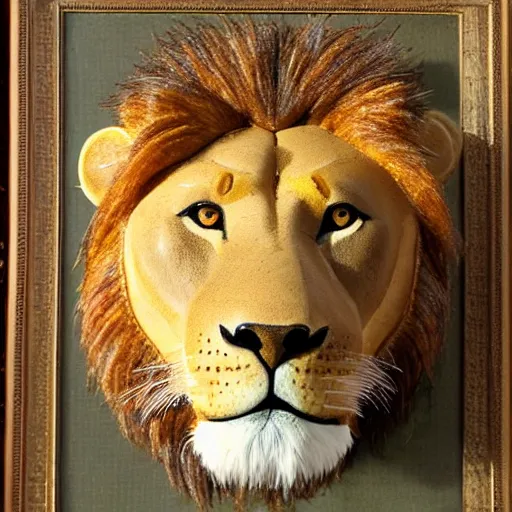 Image similar to poorly taxidermied lion,