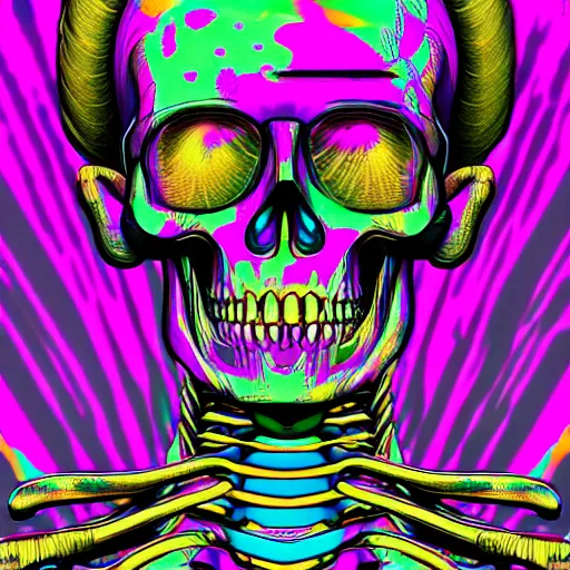 vaporwave skeleton with psychedelic background n-9 | Stable Diffusion |  OpenArt