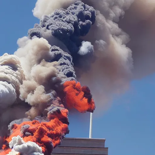Image similar to 9/11 colorful smoke , 4k , realistic