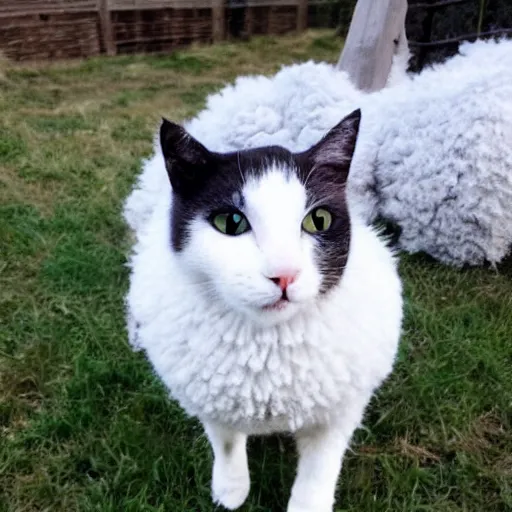 Prompt: cute cat - sheep hybrid