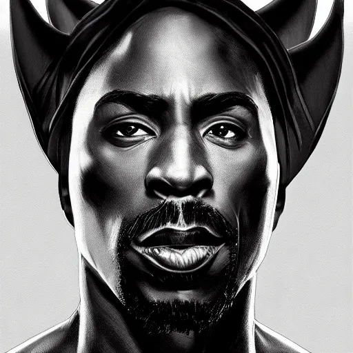 Prompt: 2 pac as black panther, full length wide shot, digital painting, extremely detailed, 4 k, intricate, brush strokes, mark arian, artgerm, bastien lecouffe - deharme