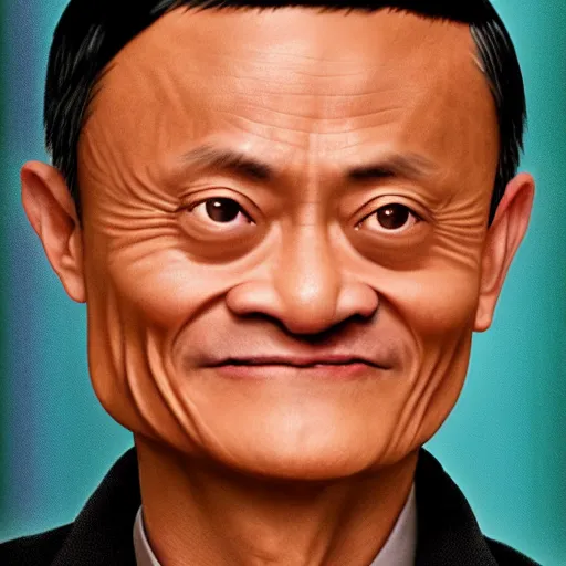 Image similar to jack ma tiny face enlarge cranium in the body form of crang photo portrait