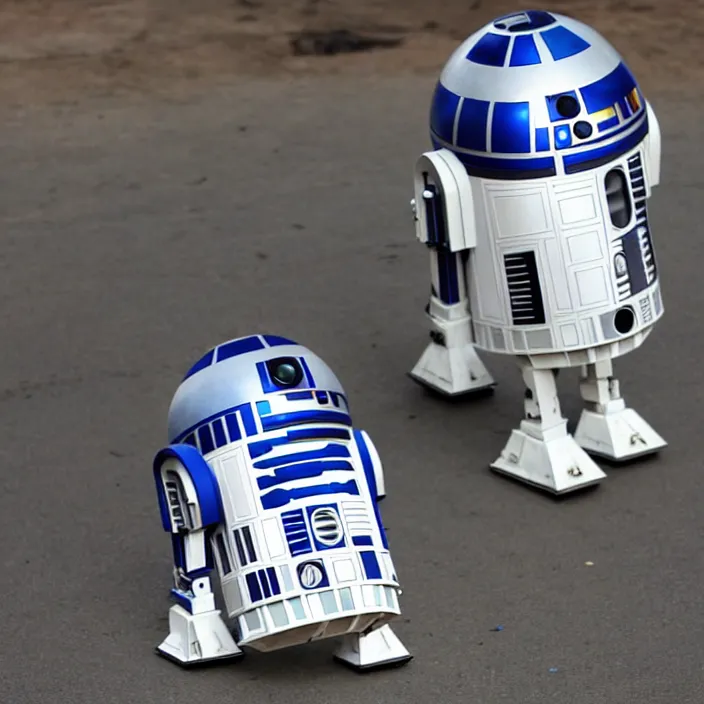 Image similar to anthropomorphized r 2 d 2 strutting around