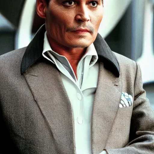 Image similar to johnny depp as captain jean luc picard of the starship enterprise