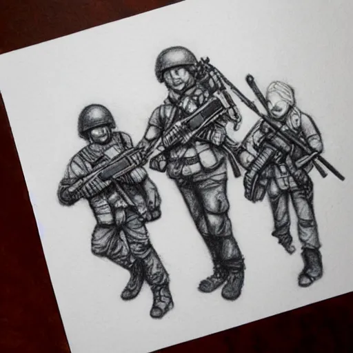 Image similar to mini militia, pencil art