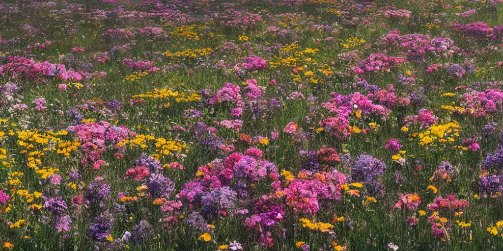 Image similar to an aesthetic field of flowers, greg rutkowski, zabrocki, karlkka, jayison devadas, trending on artstation, 8 k, ultra wide angle, zenith view, pincushion lens effect