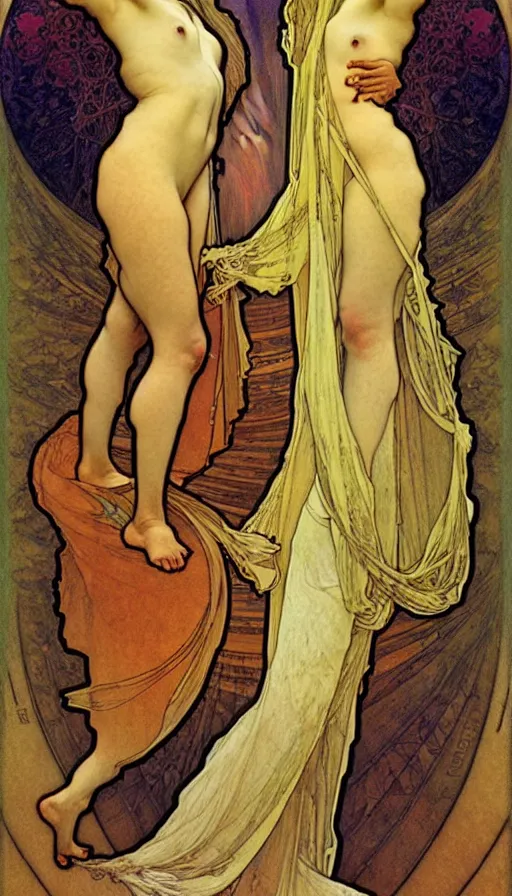 Image similar to the two complementary forces that make up all aspects and phenomena of life, by Alfons Maria Mucha