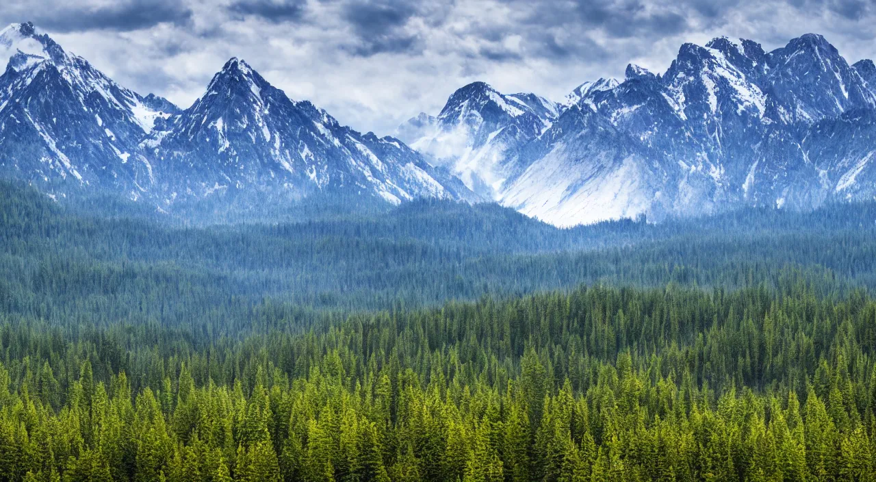 Prompt: majestic Mountain taiga landscape, high definition, high detail, 8k, photorealistic,