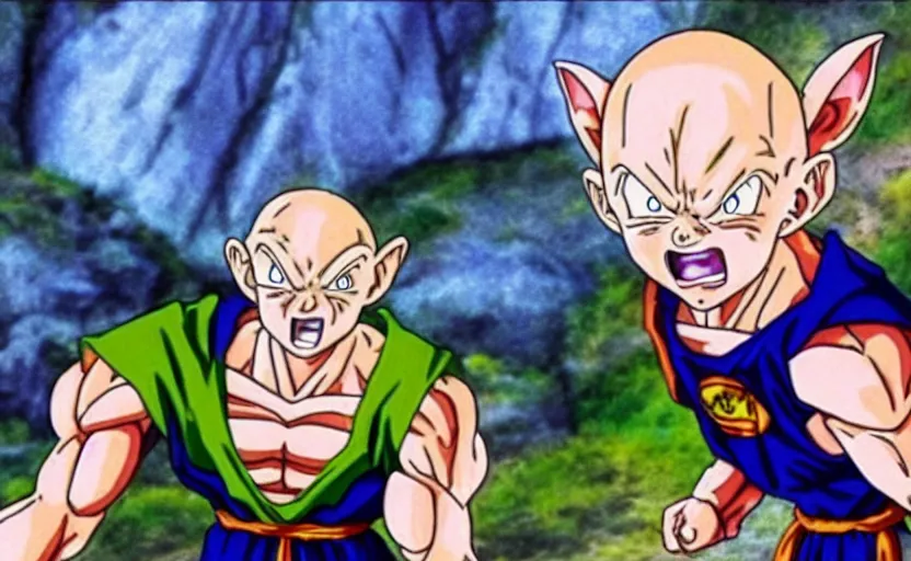 Prompt: a still of gollum in dragon ball z,