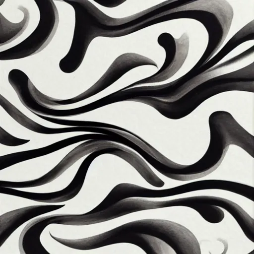Image similar to waves and petals + contemporary minimalist beige and black and white charcoal