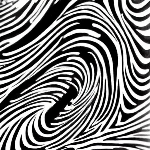 Prompt: mysterious time traveler, painted in black and white, swirls