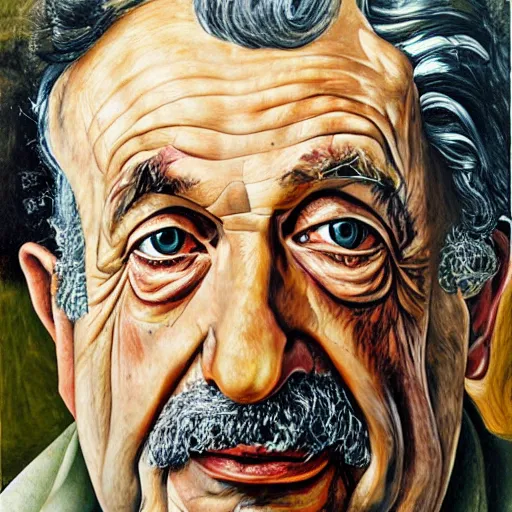 Image similar to high quality high detail painting by lucian freud, hd, portrait of einstein