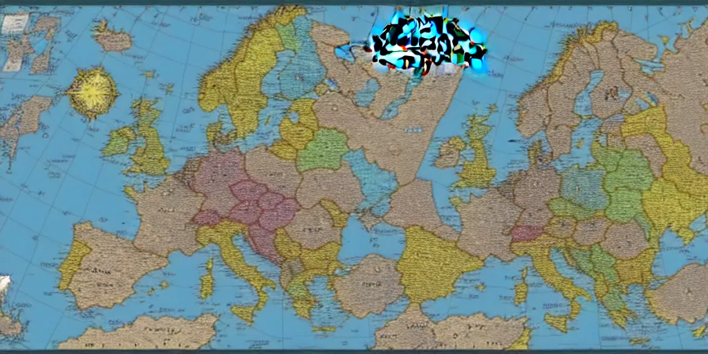 Prompt: a map of europe in the style of World of Warcraft maps