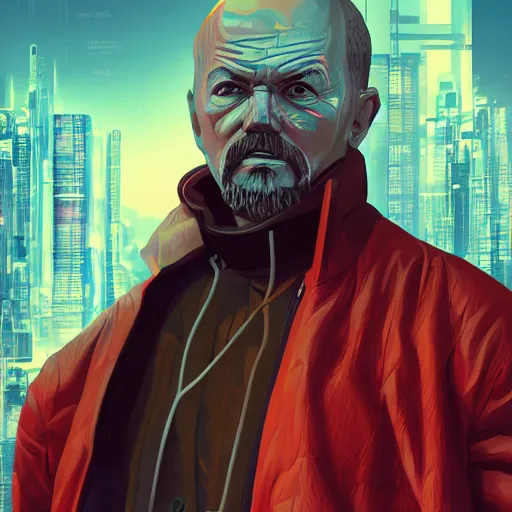 Image similar to cyberpunk vladimir lenin as the leader of a futuristic communist society, cybernetics, sharp lines, digital, artstation, colored in