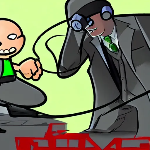 Prompt: agent 4 7 using fiber wire on luigi